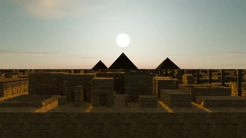 3D Tunnel In Antique Egyptian Style With Pyramids VJ Loop