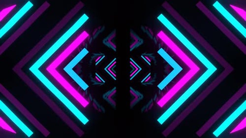 Cyan And Pink Neon Light Elements Mirror Tunnel Background Vj Loop In 4K