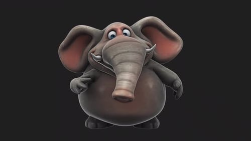 Fun 3D cartoon elephant talking (with alpha channel)