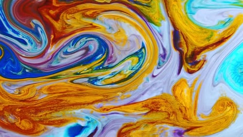 Colorful Abstract Paint Swirls and Liquid Motion