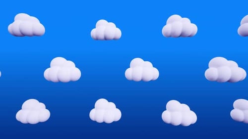 Seamless Loop of Animated Fluffy Cartoon Clouds on Blue Sky