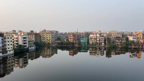Day view of riverside apartments in Kolkata, India