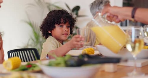 Family Mealtime at Home with Refreshing Juice