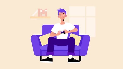 E-Sport Young Gamer Boy spielt Videospiele mit Gamepad