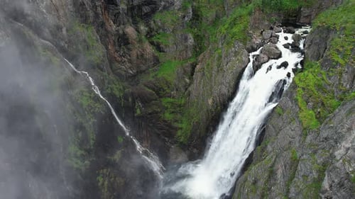 Voringsfossen Waterfall Drone View