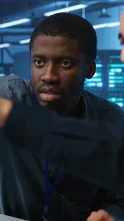 Colleagues Discussing Code in a Modern Workplace