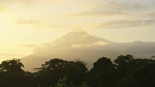 Costa Rica Timelapse, Time Lapse of Arenal Volcano Landscape with Beautiful Rainforest Scenery and