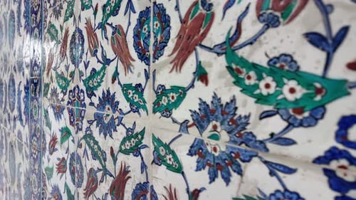 Floral Tile Wall Close Up