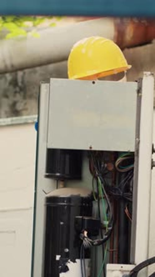 Compressor Unit with Hard Hat in Vertical Format