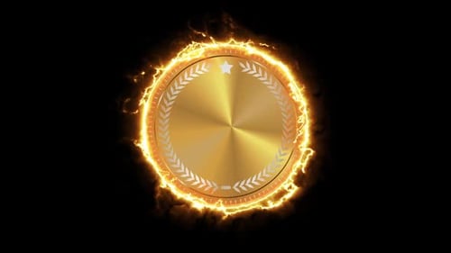 Gold Badge With Fire