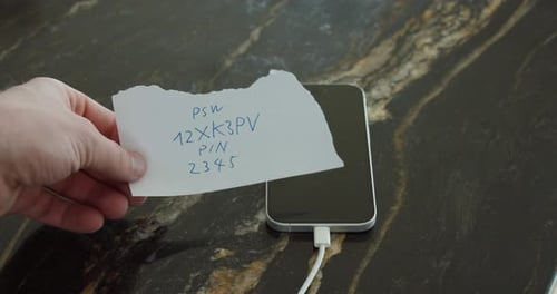 Smartphone Charging with Password and PIN on Paper