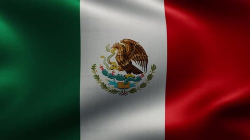 Waving Mexico Flag Loop with Realistic Fabric Texture