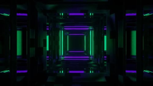Purple And Turquoise Neon Mirror Corridor Background Vj Loop In HD