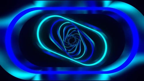 Blue And Cyan Neon Spiral Ellipse Tunnel Background Vj Loop In 4K