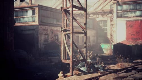 Abandoned Multistory Red Brick Factory Buildings