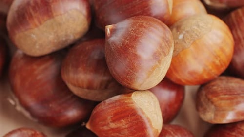 Fresh Chestnut Supermarket Food Oven Roasted Chestnuts with Sliced Peel on Wooden Board Spanish