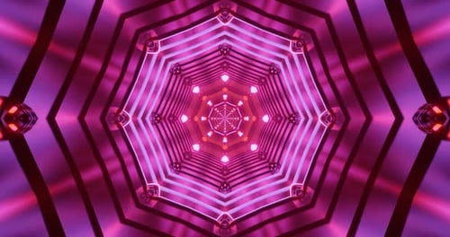Abstract Futuristic Glowing Octagonal Tunnel Loop Background