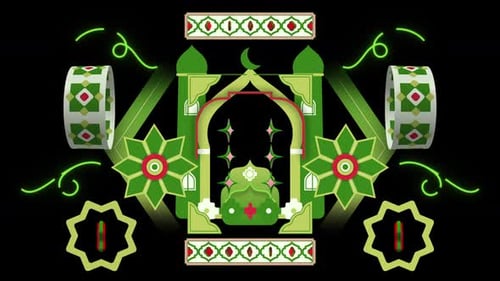 Animated Islamic Mosque and Crescent Moon Decoration for Ramadan