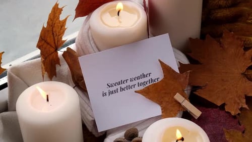 SWEATER WEATHER IS JUST BETTER TOGETHER Text Greeting Card Concept Celebrating Autumn Holidays at