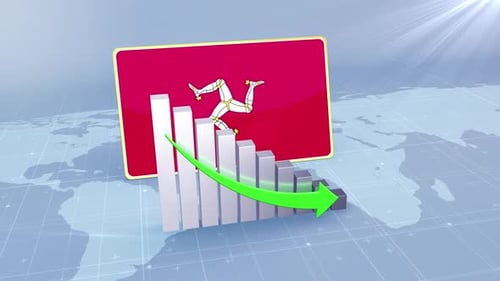 Isle Of Man Economic Decline Bar Chart Graph Downward Green Arrow