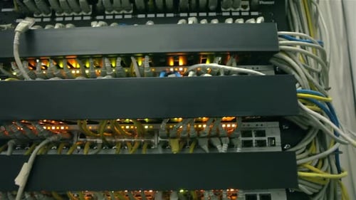 Close Up of Server Racks and Cables