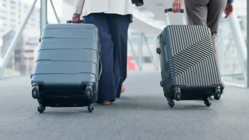 Business People Walking with Luggage at Airport for Convention Trip