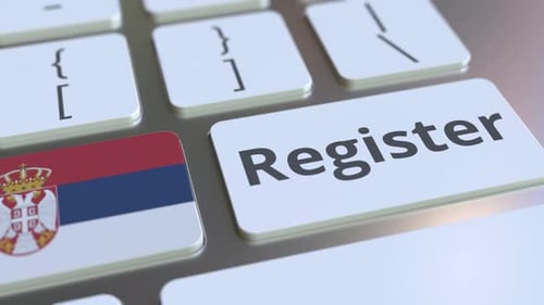 Register Text and Flag of Serbia on the Keyboard