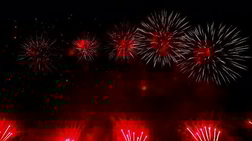 Colorful Fireworks Explode in the Dark Sky Creating a Dazzling Display of Lights and Patterns