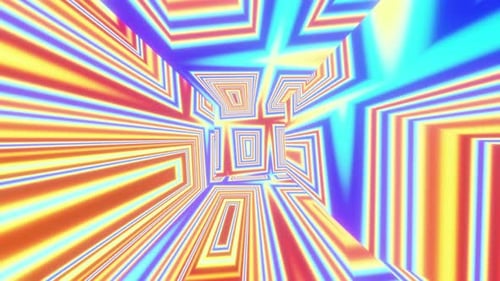 Abstract geometric kaleidoscope shimmering colorful Vj loop background 3d render. Mesmerizing over