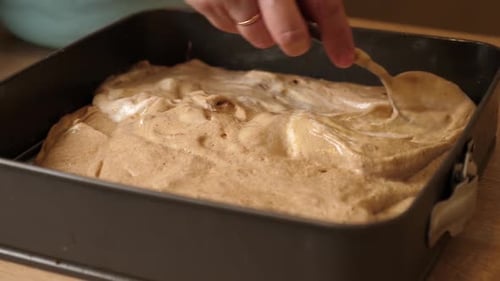 Spreading Cake Batter in a Baking Pan