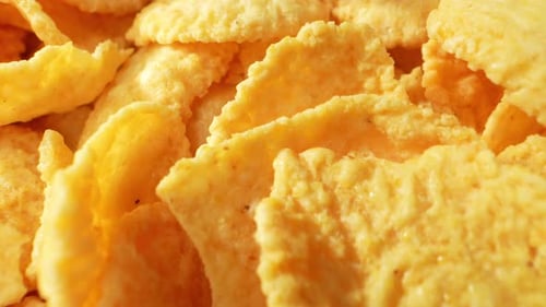 Close Up of Crunchy Yellow Corn Flakes