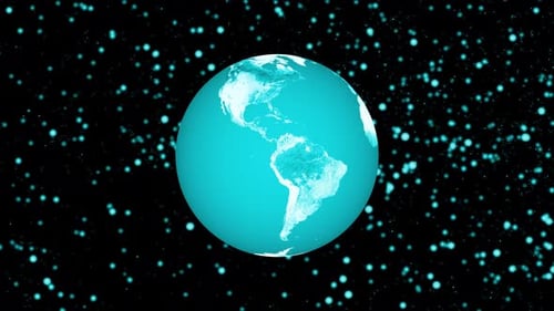 Animation de la sphère de la planète Terre vue de l'espace. Le globe numérique tourne. 1243