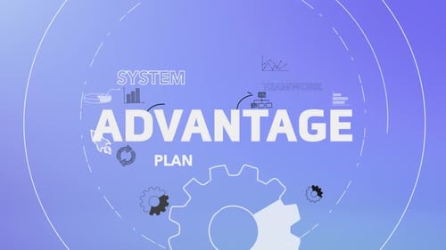 Animated Corporate Advantage Concept with Business Strategy Icons