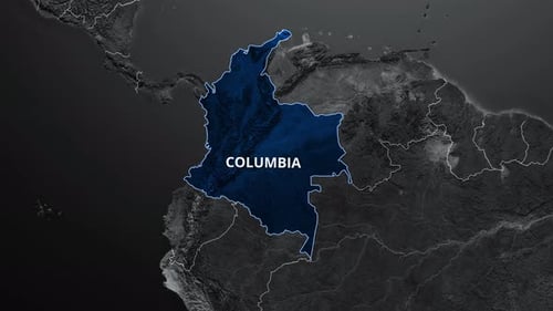 Animated Map Highlight of Colombia Country Outline