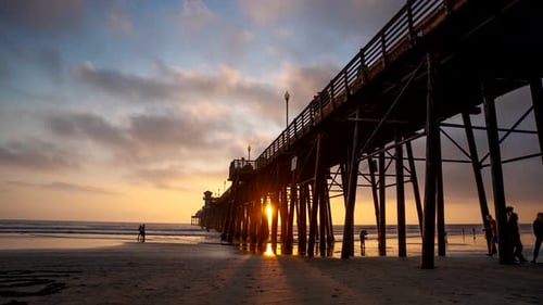 Time lapse of sunset at the Oceanside Pier in San Diego, California