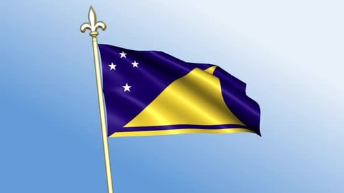 Smoothly Waving Tokelau Flag Animation on Gold Pole