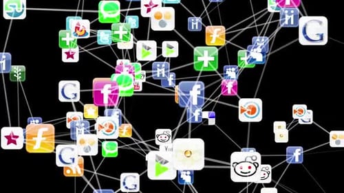 Interconnected Social Media Icons Network