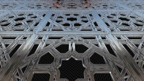 Background with Motion over Chrome Wireframes of Figures, Reflection, Shapes, Exclusive, 3D Render