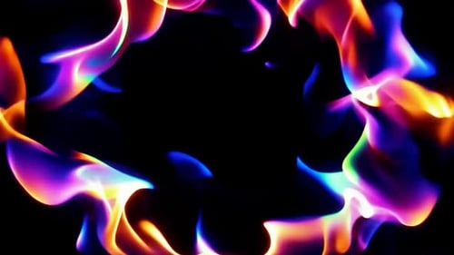 Vibrant Multi Color Burning Fire Circular Frame Loop