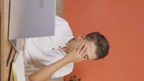 Young Adult Video Conferencing at Home, Vertical Video