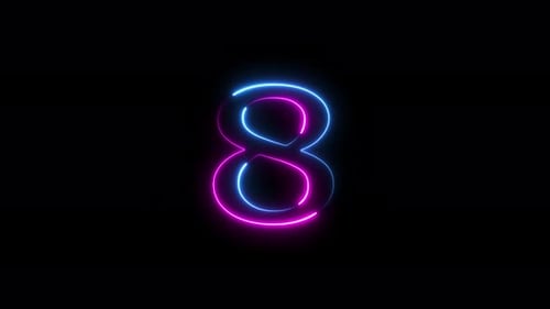 Neon Style Countdown Numbers Animation