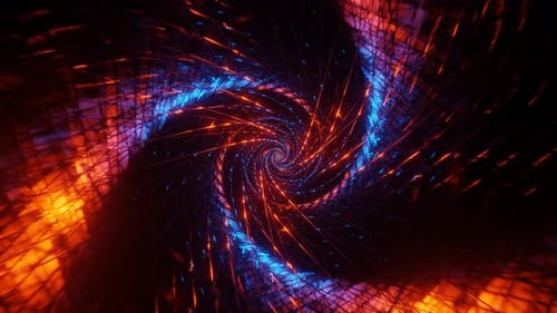 Blue And Orange Spiral Net Tunnel Background Vj Loop In 4K