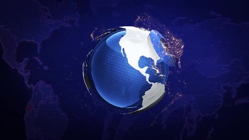 Video Bumper Animation Featuring a Spinning Blue Globe