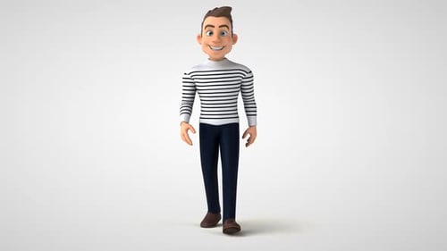 Animated 3D Cartoon Man Walking Loop