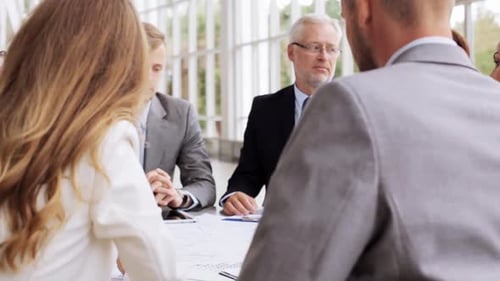 People, Planning, Strategy And Corporate Concept - Business Team With Scheme Meeting And Discussi...