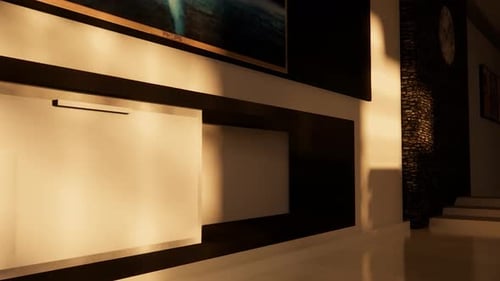 Modern living room interior with lights