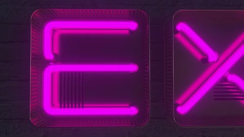 Neon Exit Text Reveal with Glowing Light Boxes