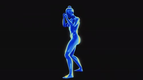 Futuristic 3D Female Boxer Animated Loop