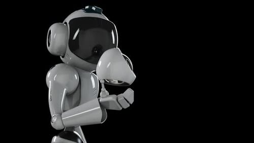 Animated 3D Robot Inspecting a Futuristic Sphere