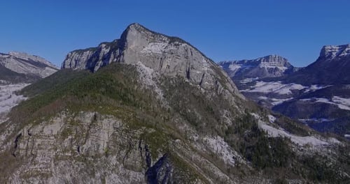Snow Covered Mountains Aerial View on a Sunny Day